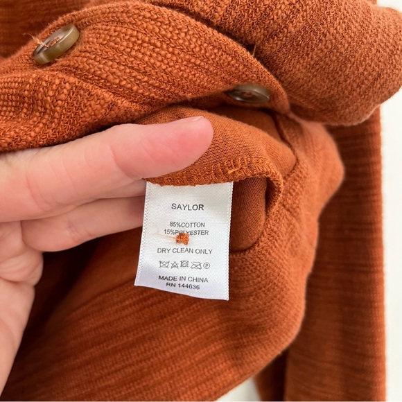 Saylor v-neck cardigan sweater burnt orange fringe accents size medium - Picture 8 of 10